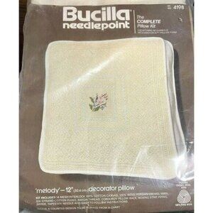 Bucilla Melody Crewel Needlepoint Kit 4198 12" Pillow Cover Counted Vintage USA